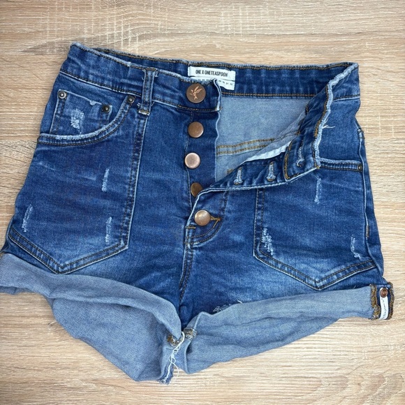 One Teaspoon Jean High-Waisted Shorts 27 - Picture 2 of 5